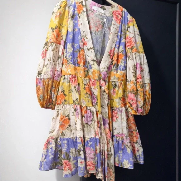 Zimmermann Floral Patchwork Midi Dress - Multicolor - Picture 4 of 6